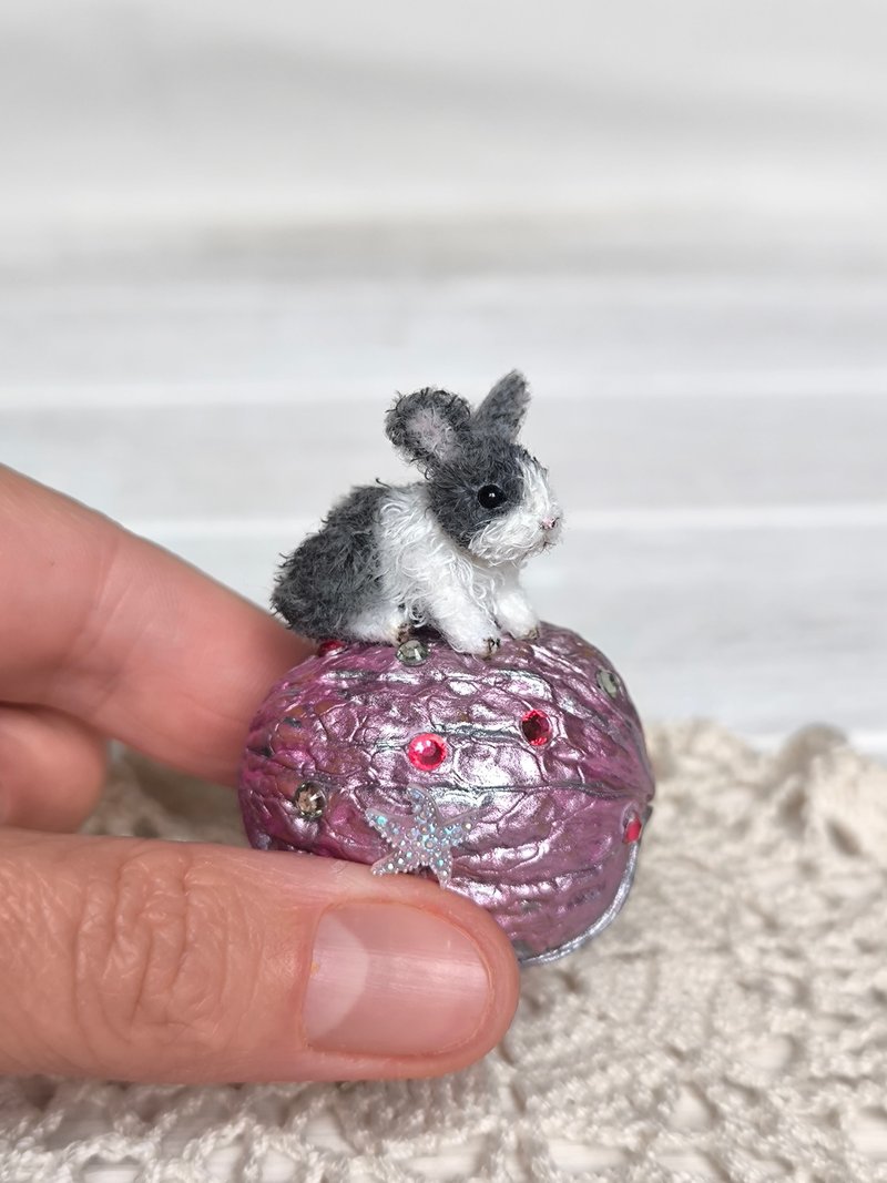 Tiny bunny - Stuffed Dolls & Figurines - Wool Gray