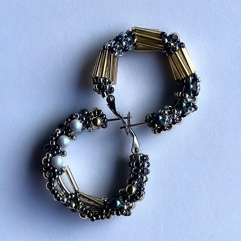 Crystal Pearl Circle Earring Beads - FI, Infinite L - Earrings & Clip-ons - Crystal Gold