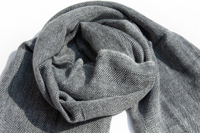 喀什米爾Cashmere 針織圍巾 純羊毛圍巾 手織圍巾 編織圍巾-條紋 - 圍巾/披肩 - 羊毛 多色