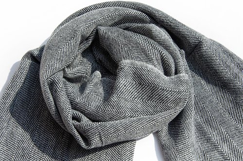 omhandmade 喀什米爾Cashmere 針織圍巾 純羊毛圍巾 手織圍巾 編織圍巾-條紋