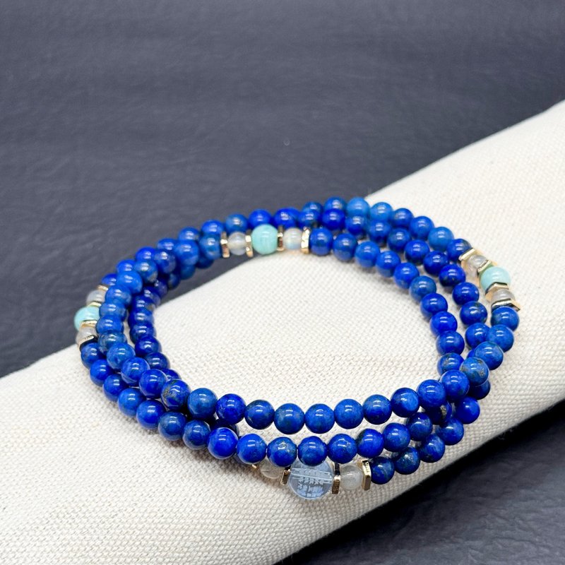 Zen | 108 Rosary Beads Lapis Lazuli Milky Way Lime Moon Sapphire Crystal (Medicine Mantra) - สร้อยข้อมือ - คริสตัล 