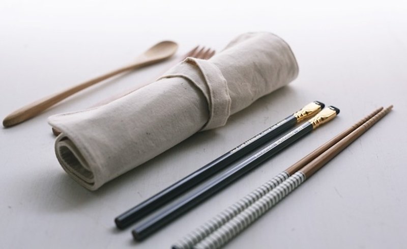 hairmo non-printed style eco-friendly pencil case/chopsticks cover - กล่องดินสอ/ถุงดินสอ - ผ้าฝ้าย/ผ้าลินิน สีทอง