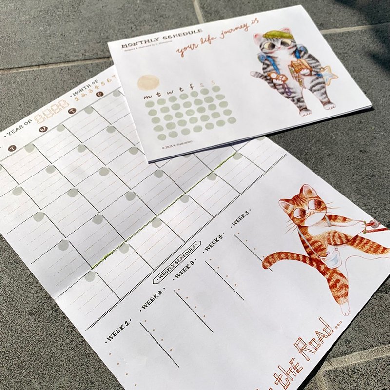 2024 Annual Calendar Series - Timeless Monthly Planning Note Paper Illustrations on the Road...Series - สมุดบันทึก/สมุดปฏิทิน - กระดาษ 