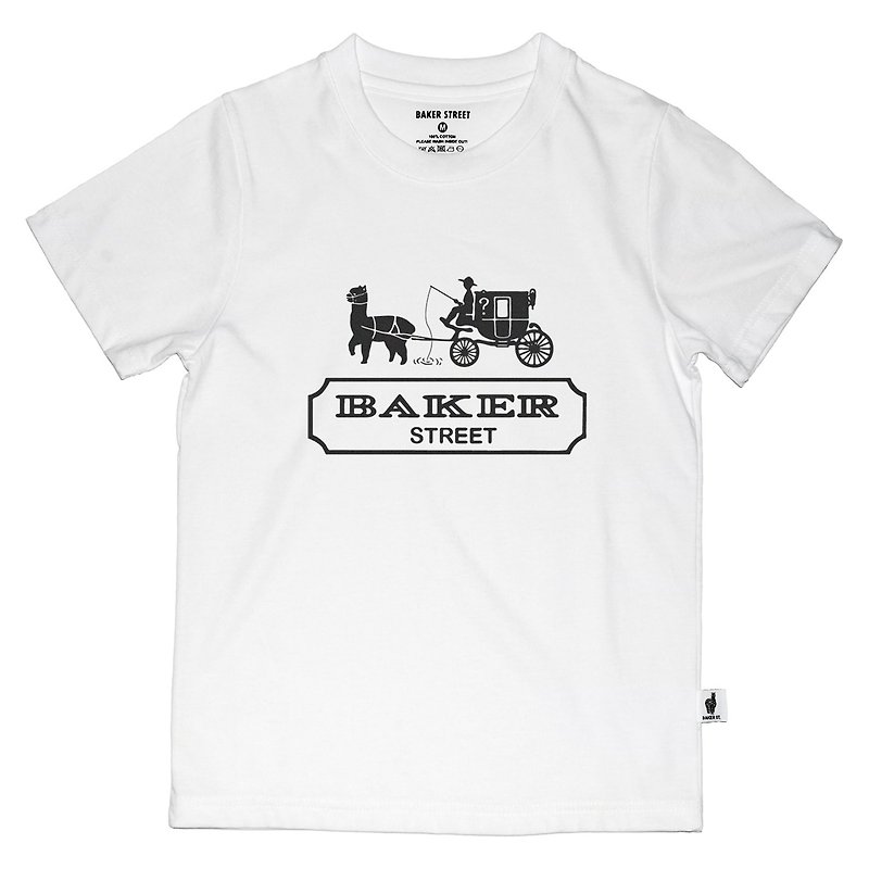 British Fashion Brand [Baker Street] Alpaca Carriage Printed T-shirt for Kids - Other - Cotton & Hemp White