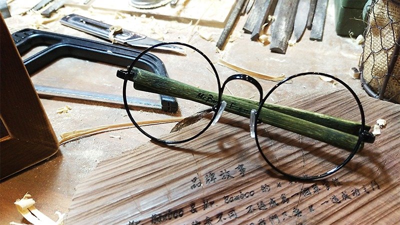 竹のストーリー]台湾の手作りガラスの温度と冷たい金属の出会いによってMr.Banboo Fシリーズ - 眼鏡・フレーム - 竹製 グリーン