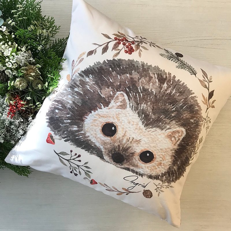 Forest Department Pillow - Cute Cute Hedgehog - หมอน - เส้นใยสังเคราะห์ สีนำ้ตาล