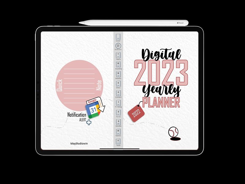 Studiowin-Product 2-Yearly Planner 2023-アップグレード-ピンクホワイト