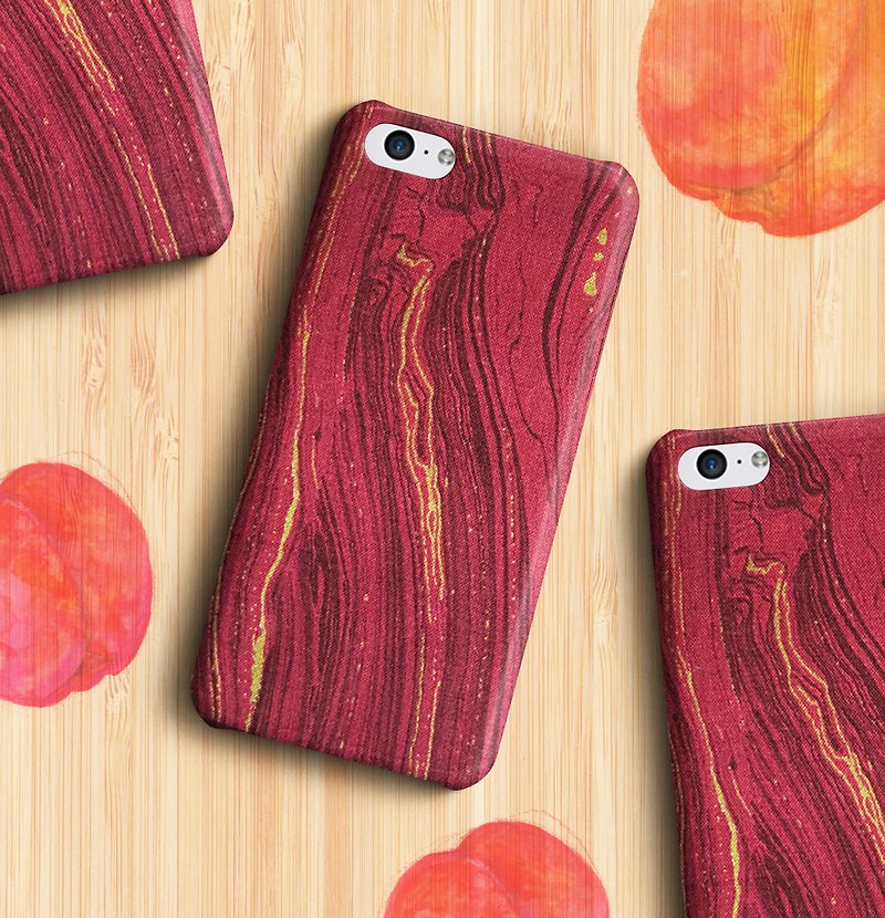 Dark pink wood-Fabric phone case - Phone Cases - Cotton & Hemp Pink