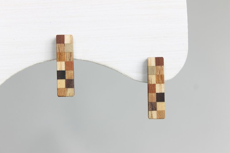 Small rectangle earrings with parquet - Earrings & Clip-ons - Wood 