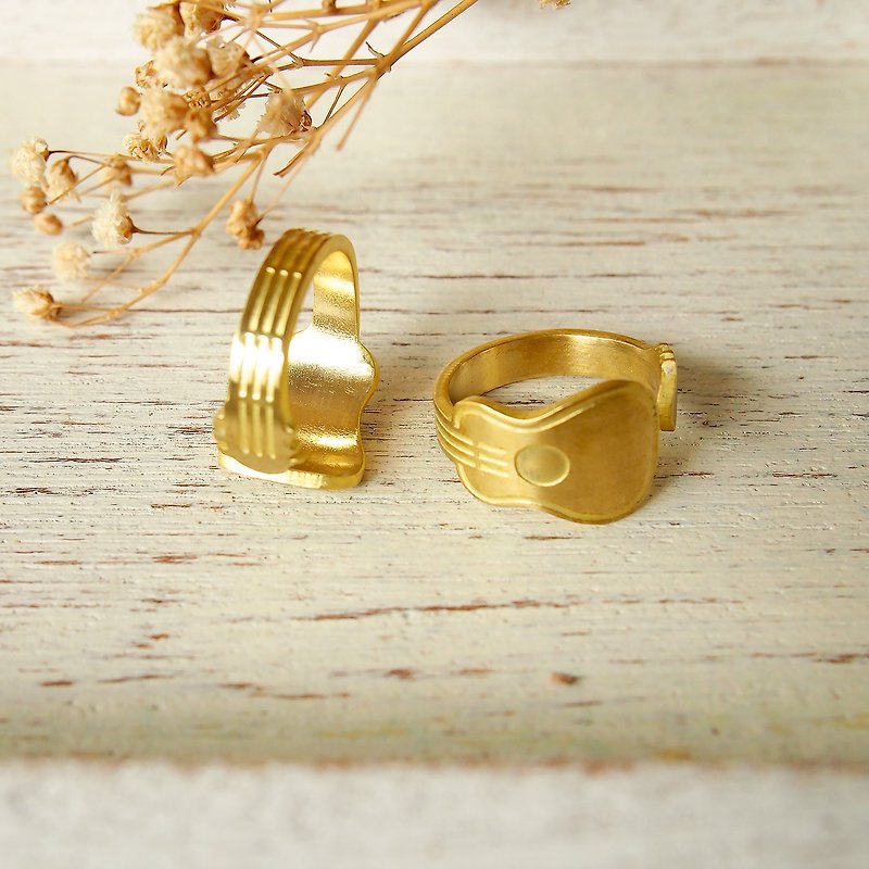 Classic Guitar ring (adjustable free size) - General Rings - Copper & Brass Gold