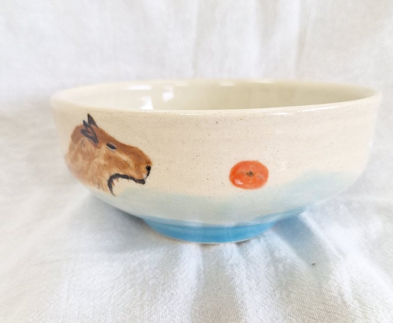 Capibala duck duck orange ceramic bowl - จานและถาด - เครื่องลายคราม 