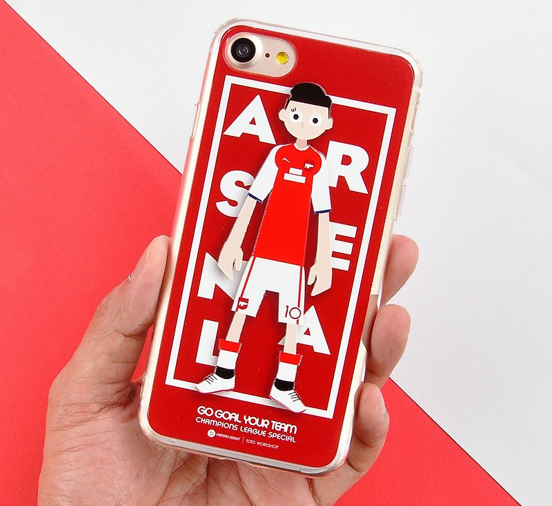 熱血足球歐洲聯賽版本系列原創手機保護殻 iPhone 8 iPhone 8 Plus/ iPhone 7 / iPhone 7 Plus - 奧斯爾. 倫敦 Ozil 10 - 手機殼/手機套 - 塑膠 紅色