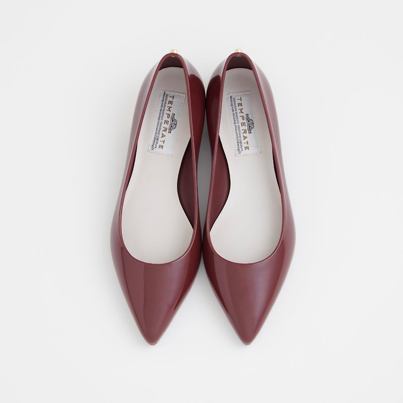 STELLA (BORDEAUX) PVC POINTED TOE FLAT SHOES Pointed toe pumps - Rain Boots - Waterproof Material Red
