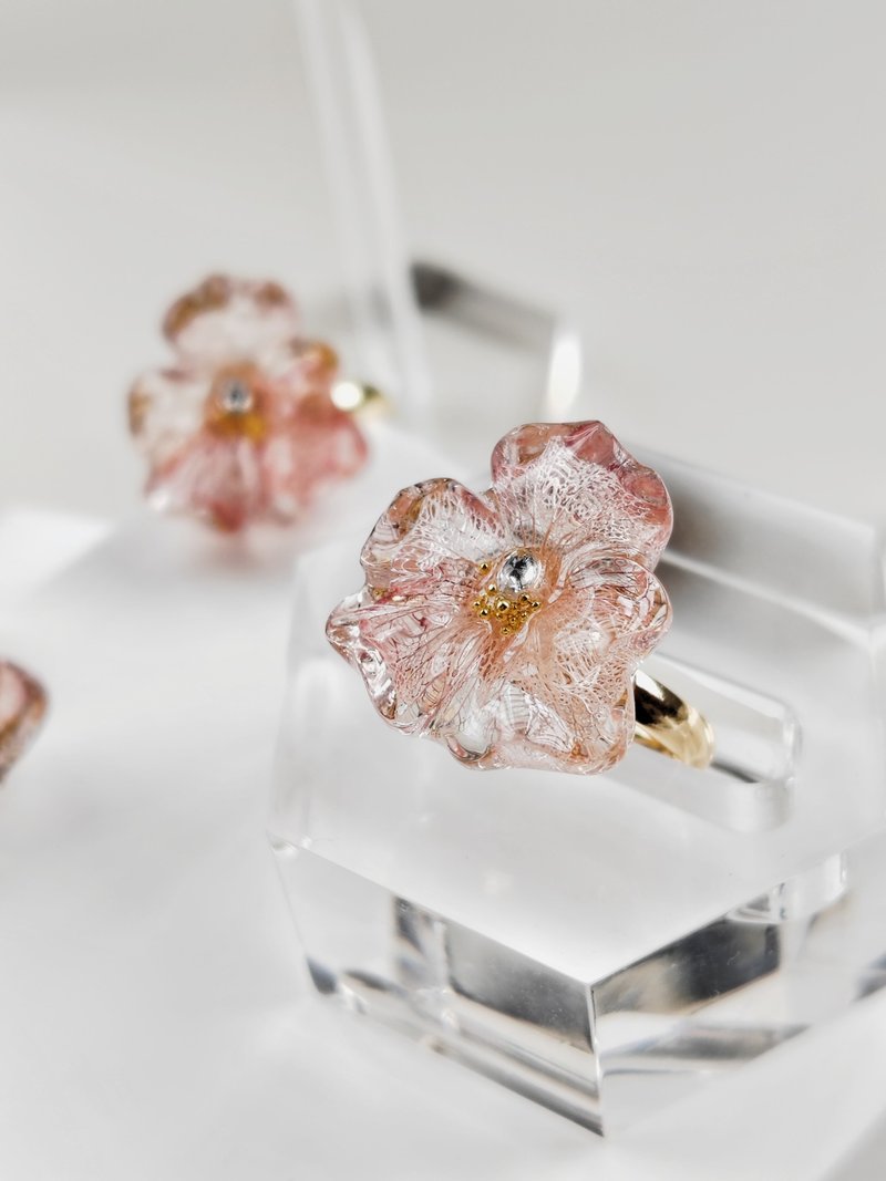 #RA108 余霞春光 Gradual pink hydrangea ring opening ring - General Rings - Plants & Flowers Pink