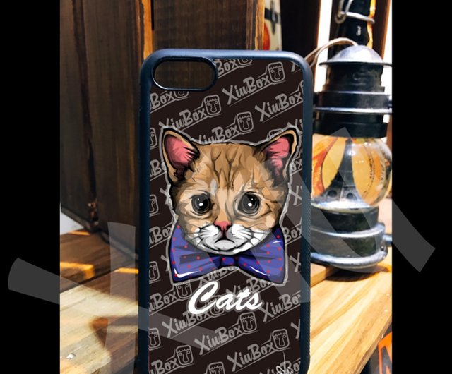 蝶ネクタイかわいい猫手描きのカスタマイズされた携帯電話ケースiphone1312 11 Xr ショップ Chic Phone Case スマホケース Pinkoi