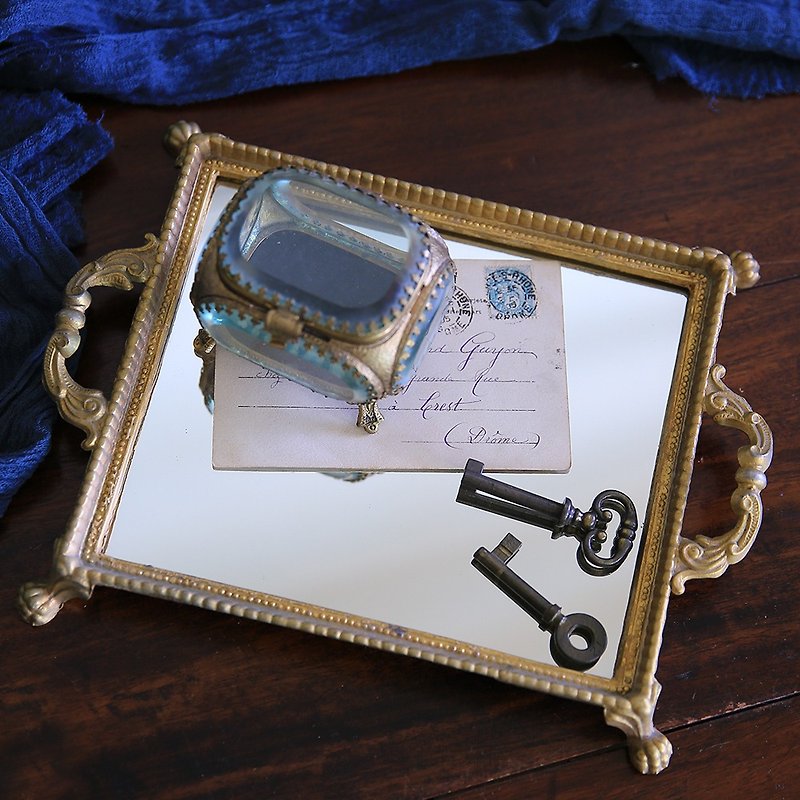 French old antique cat foot tray mirror tray - อื่นๆ - โลหะ สีทอง