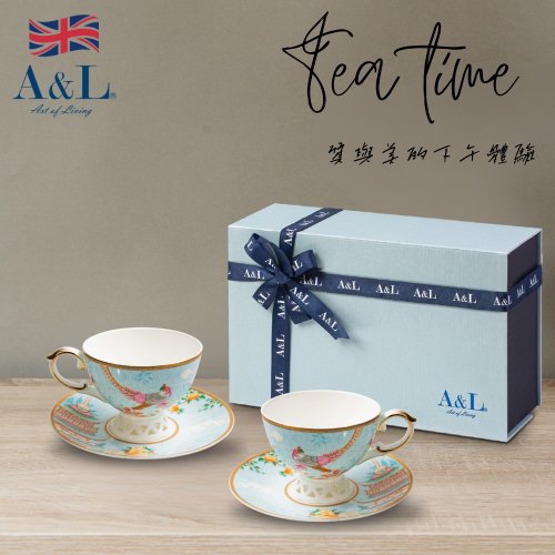 CEO西伊歐嚴選 【A&L】五福報喜 骨瓷咖啡 午茶對杯禮盒組 多色選擇