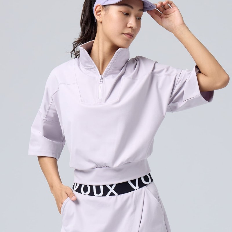 REBOOT動能-拉鍊AIR POLO休閒上衣-鳶尾花 - 女 T 恤 - 聚酯纖維 紫色