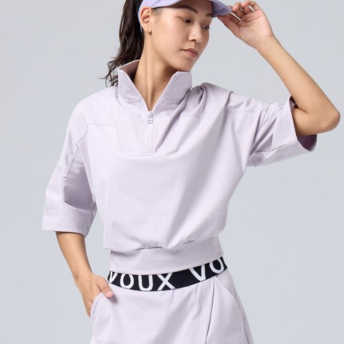 VOUX REBOOT動能-拉鍊AIR POLO休閒上衣-鳶尾花