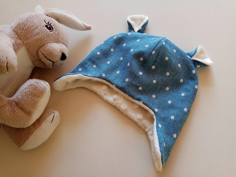 青い底の小さな月の贈り物赤ちゃん飛ぶ帽子赤ん坊の帽子暖かい帽子 - 出産祝い用贈物 - コットン・麻 多色