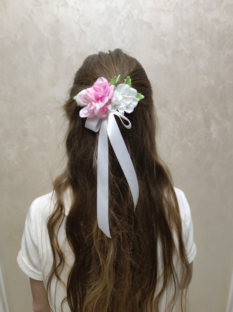 Flower bow clip, hair accessory - เนคไท/ที่หนีบเนคไท - วัสดุอื่นๆ หลากหลายสี