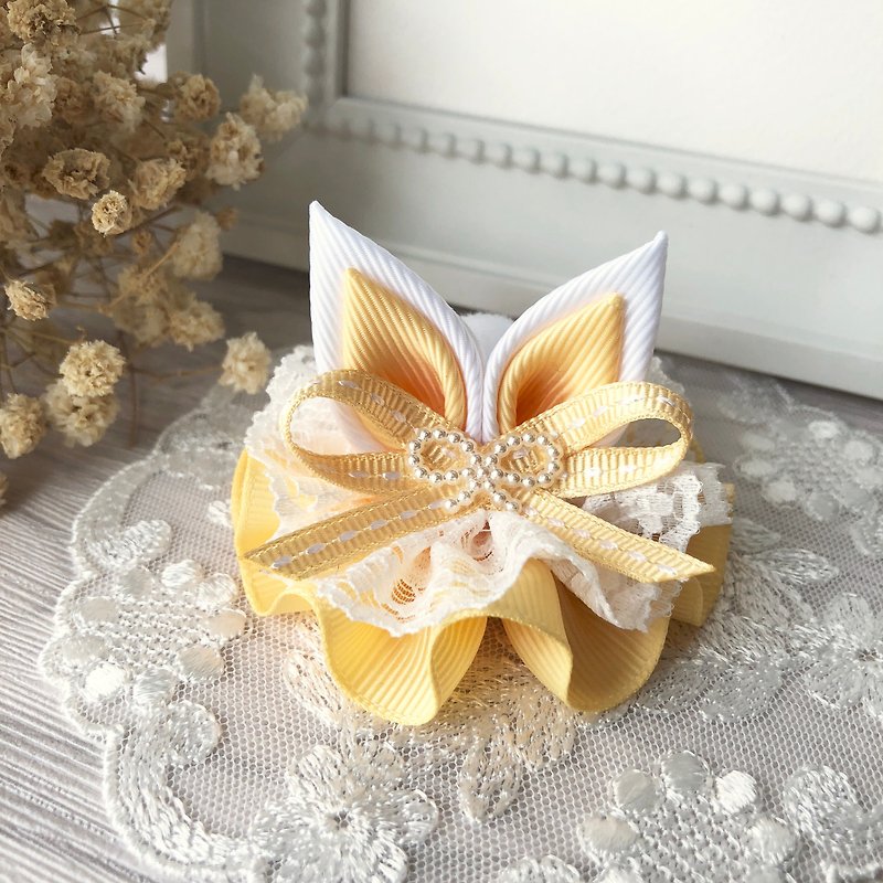 Lace rabbit ear waltz / goose yellow - Hair Accessories - Other Materials Yellow