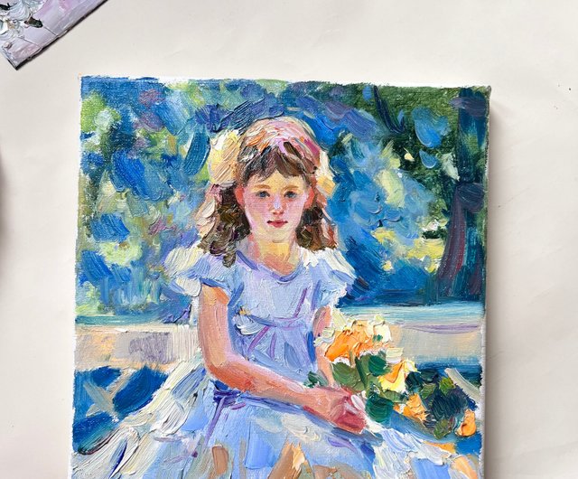 油絵　　少女の肖像 油彩画 作者サインあり 油絵 少女の肖像 油彩画 作者サインあり 油絵 少女の肖像 油彩画