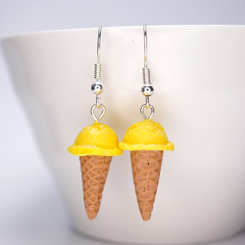 *Playful Design* Mango Ice-cream Cone Drop Earrings - Earrings & Clip-ons - Clay 