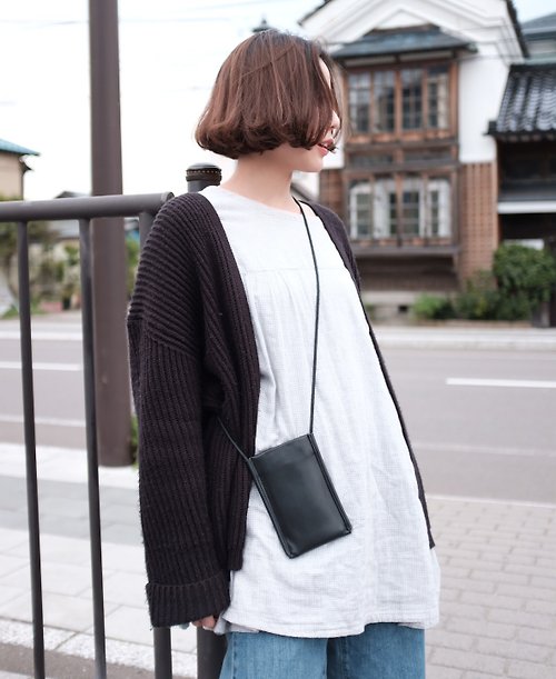 whiteoakfactory 斜挎包 WHITEOAKFACTORY Tin bag - Neck and crossbody pouch for phone , card (Black)
