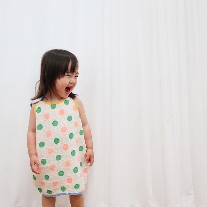 Korean cotton summer breathable and comfortable polka dot fluorescent color sleeping bag - Tops & T-Shirts - Cotton & Hemp 