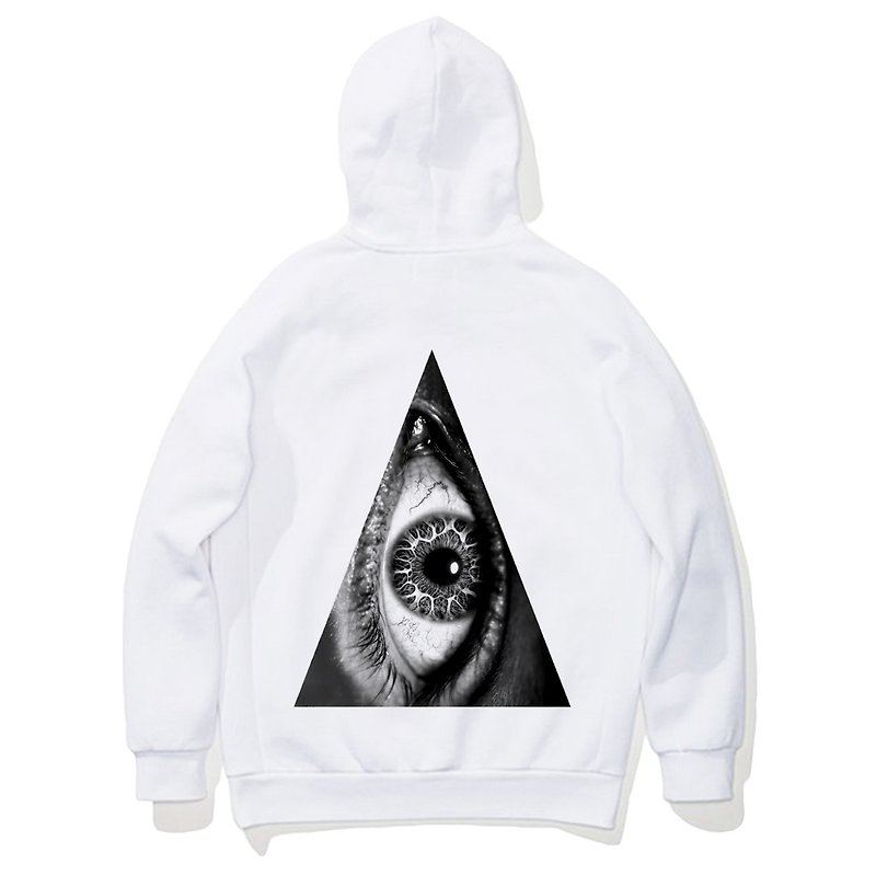 Triangle Eye [Spot] Long-sleeved bristles hooded T 2 color triangle eye geometric design self-made brand fashionable round bright justice - Unisex Hoodies & T-Shirts - Cotton & Hemp Multicolor