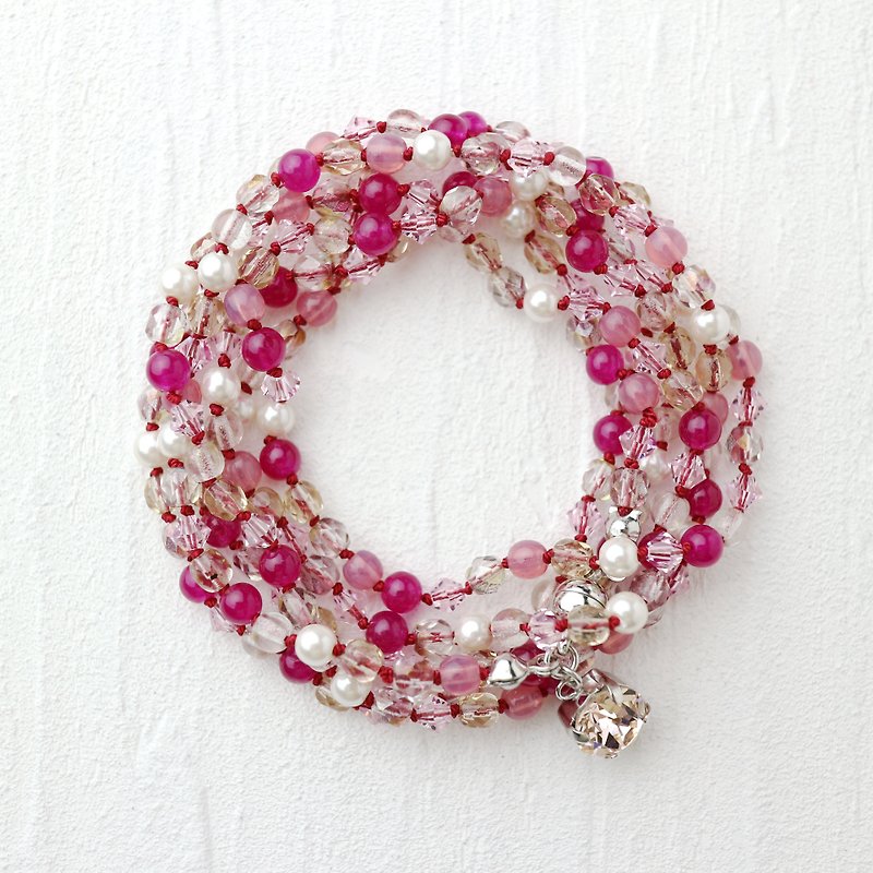 Wrap Bracelet (Pink Mix)/ピンクミックスのラップブレスレット - 手鍊/手環 - 玻璃 粉紅色