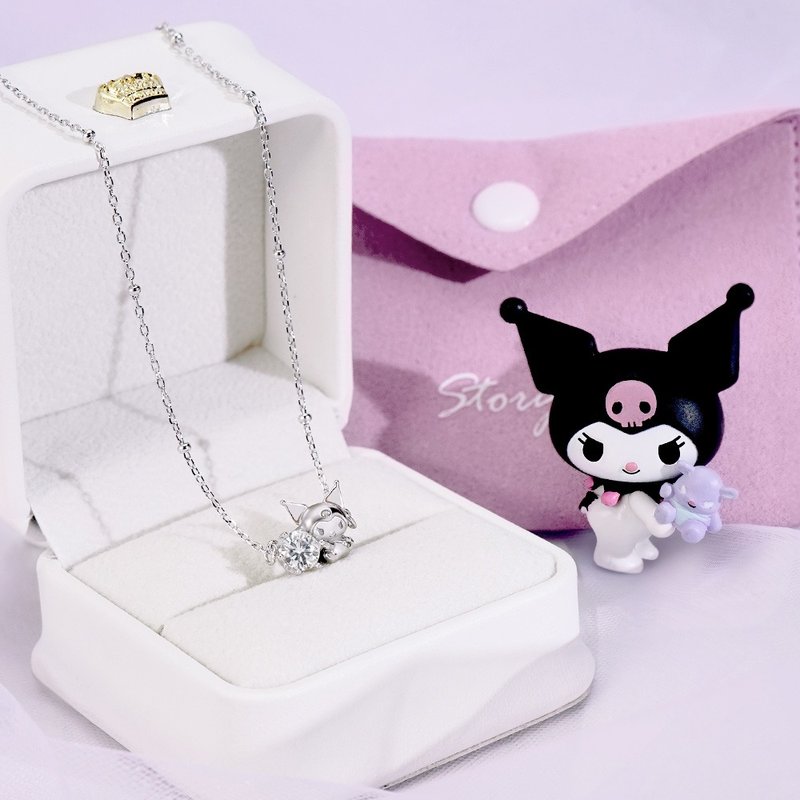 Kuromi 莫桑鑽系列-酷洛米莫桑石單鑽純銀項鍊 - 項鍊 - 純銀 銀色
