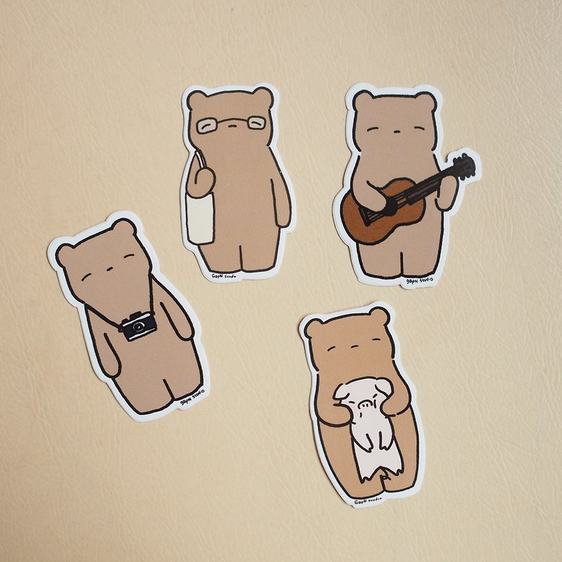 Lamud Bear Hobbies Sticker guitar - camera - reader - pig - Stickers - Waterproof Material 