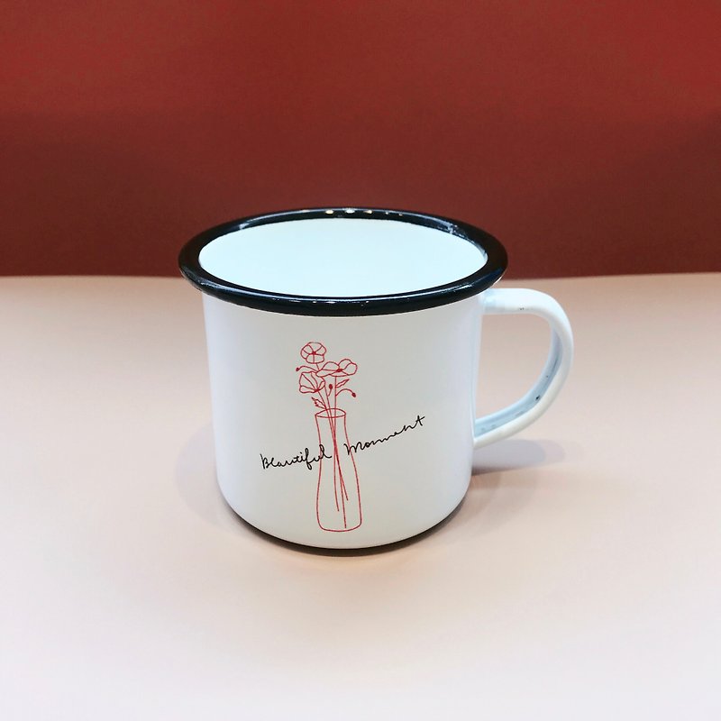 Beautiful Moment Enamel cup - แก้วมัค/แก้วกาแฟ - วัตถุเคลือบ ขาว