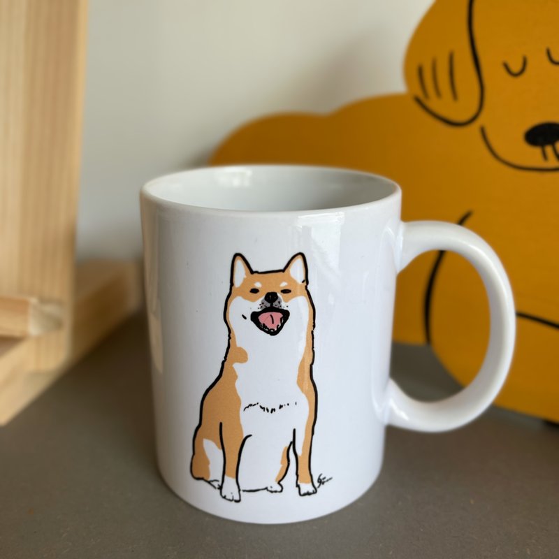 柴犬陶瓷馬克杯-可加購客製名字  禮物 - 咖啡杯/馬克杯 - 陶 黑色