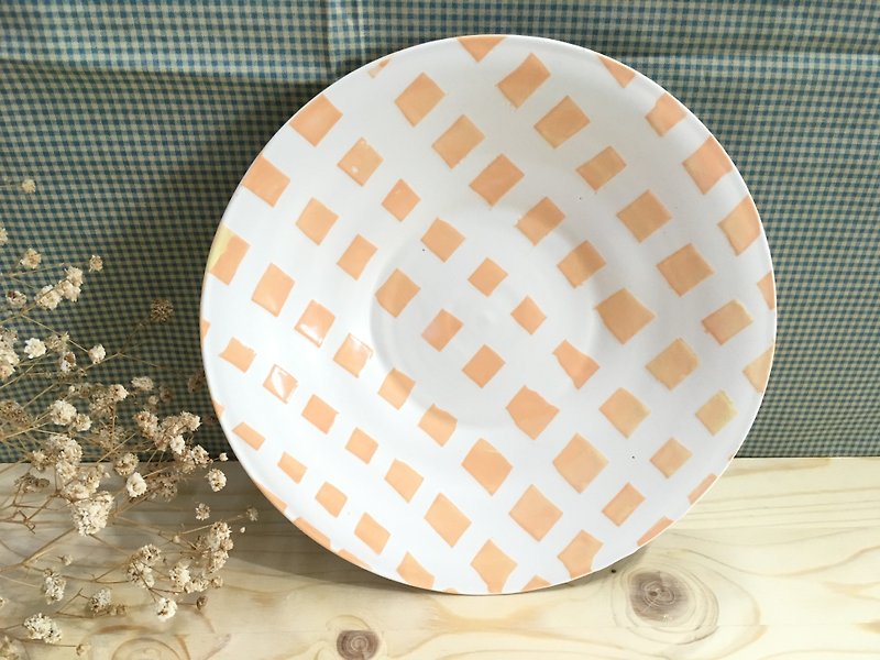 Checkered orange - hand made pottery dish - Small Plates & Saucers - Pottery Orange