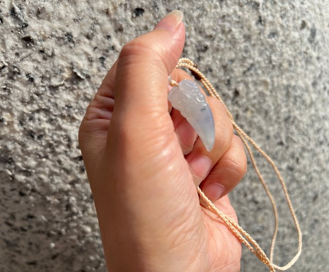 Angel's tears翠色-ミャンマー翡翠 氷種ラベンダー翡翠 龍牙 編み込み