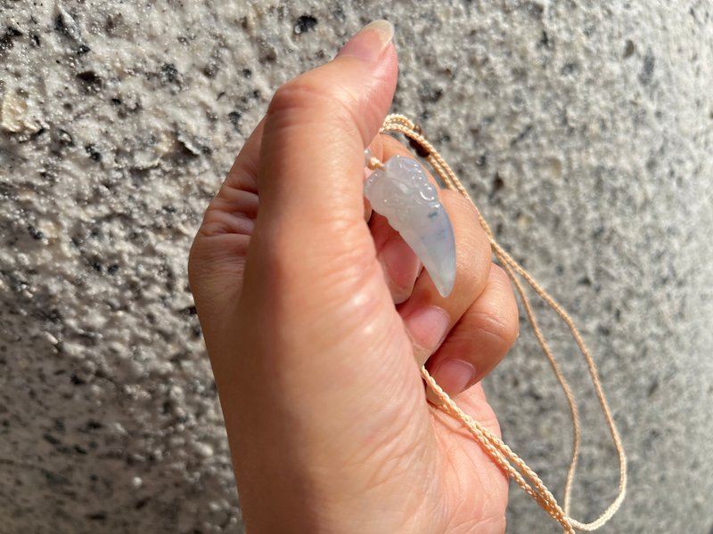 Angel's Tears Verdant Hue - Burmese Jadeite, Ice-Gleaming Violet Jadeite Dragon Tooth, Simple Woven Necklace Cord - สร้อยข้อมือ - หยก สีเขียว