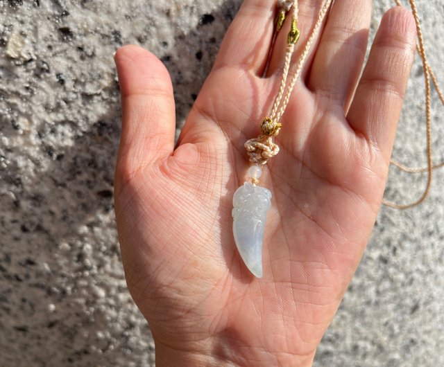 Angel's tears翠色-ミャンマー翡翠 氷種ラベンダー翡翠 龍牙 編み込み