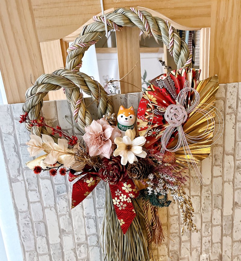 【𝟐𝟎𝟐𝟓 Lucky Notes with Rope】Golden Snake Welcomes the Spring and Good Luck Double Loop (Extra Large) - Dried Flowers & Bouquets - Plants & Flowers Multicolor