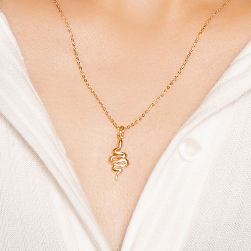 Snake Necklace zodiac snake animal shape necklace sterling silver plated 18K gold recommended as a New Year gift - Necklaces - Sterling Silver Gold