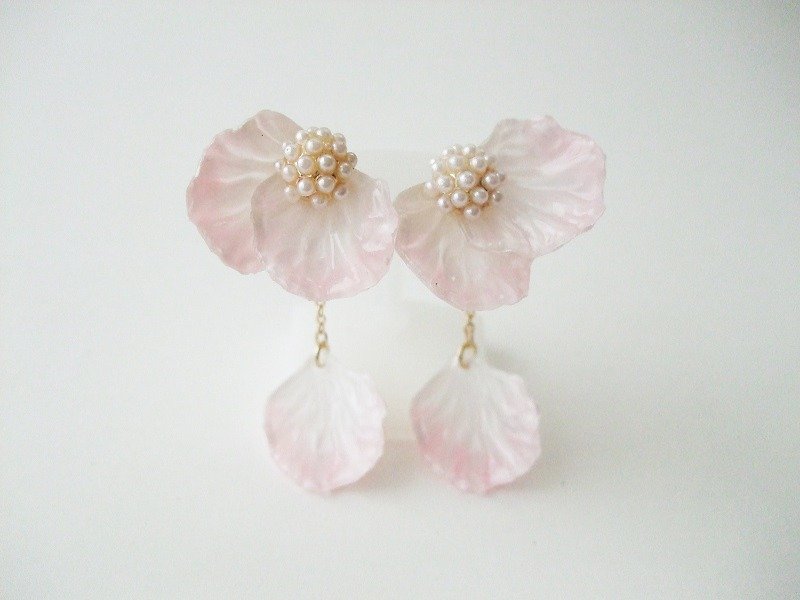2way Flower earrings ☆ Sweet Pink - ต่างหู - อะคริลิค สึชมพู