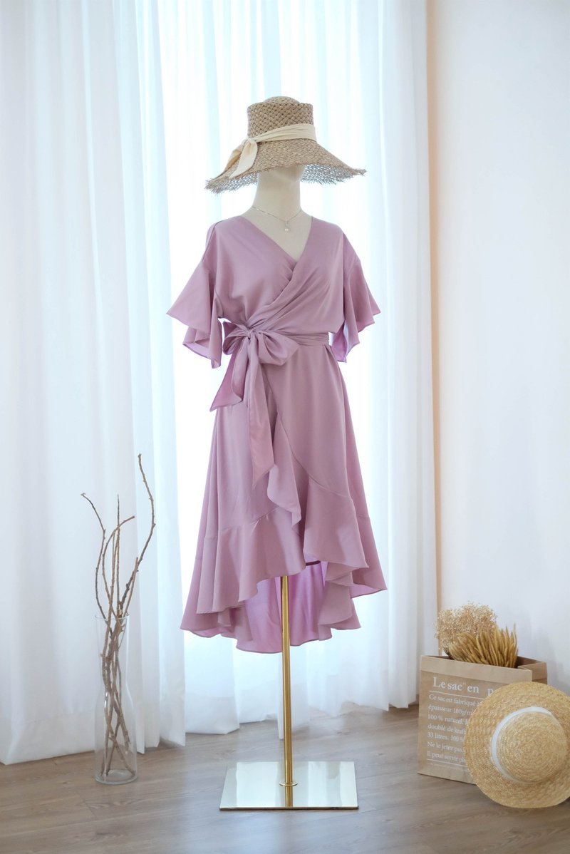 Dusty purple mauve Bridesmaid dress Bridesmaid Robe Sundress Summer dress - 洋裝/連身裙 - 聚酯纖維 紫色