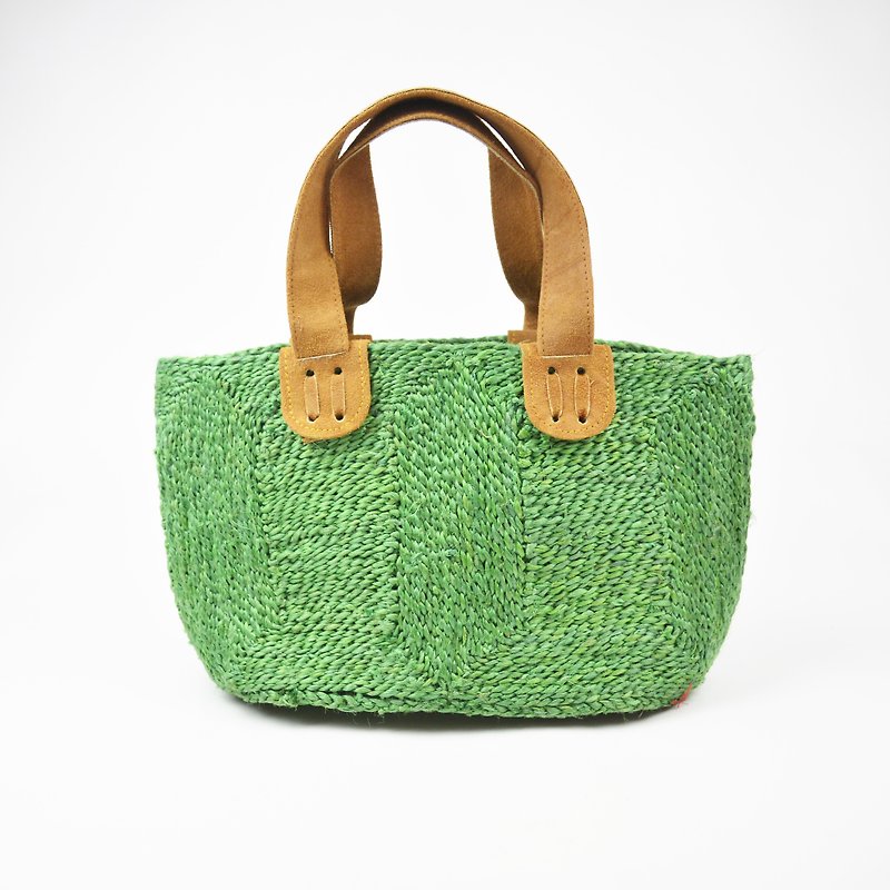 Green river water grass basket _ grass green _ fair trade - Handbags & Totes - Cotton & Hemp Green