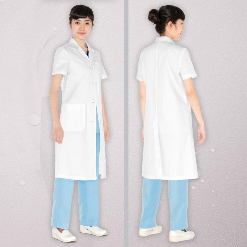 納米抗菌醫療級制服醫生袍中醫袍實驗室袍醫科生女裝短 - 女大衣/外套 - 聚酯纖維 白色