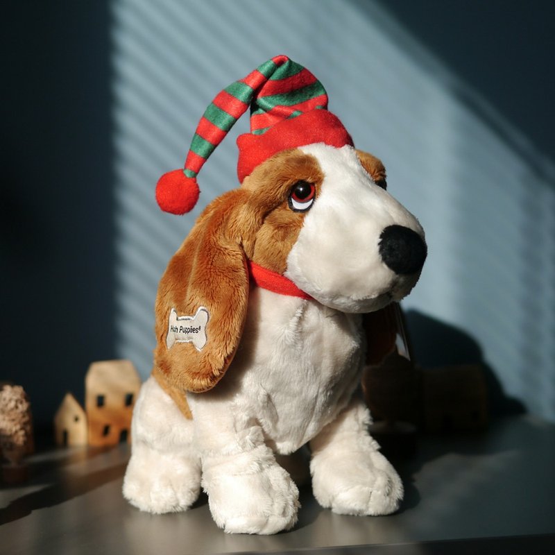 Hush Puppies Plush Basset with Holiday Hat (10 inch) - Stuffed Dolls & Figurines - Polyester Brown