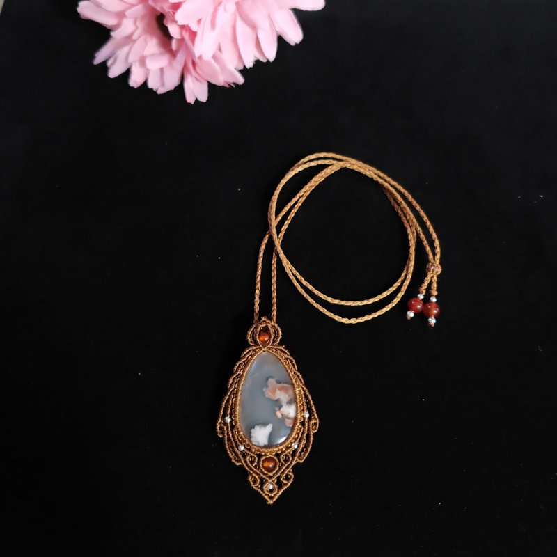 Sakura Agate Necklace - สร้อยคอยาว - เครื่องประดับพลอย สึชมพู