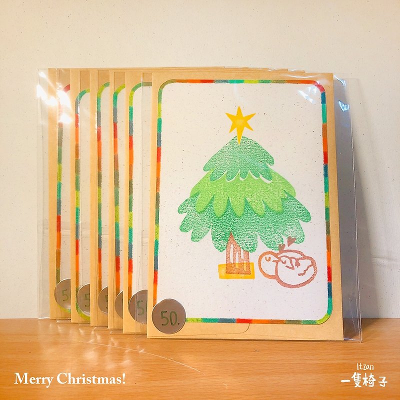 聖誕拓印卡片 - 心意卡/卡片 - 紙 綠色