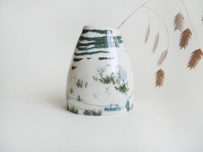 山洞 花器 筆筒 - 花瓶/陶器 - 瓷 白色